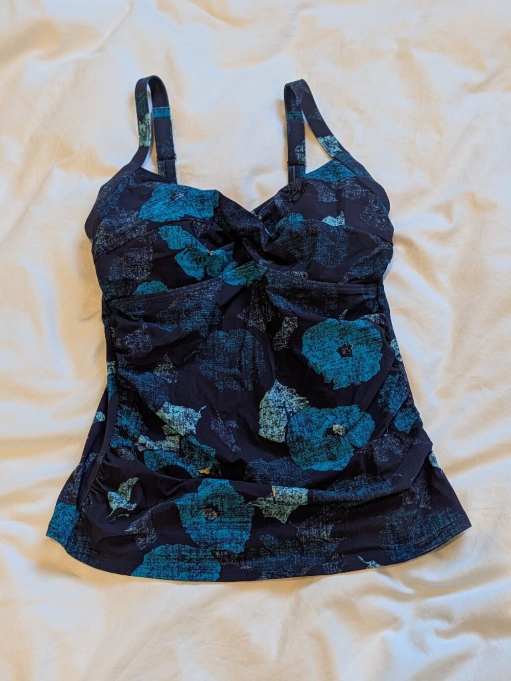 L.L. Bean Blue Floral Tankini Top NWOT